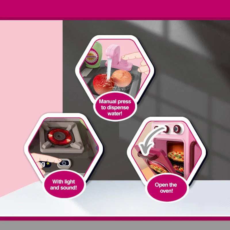 Kitchen Set with Light and Sound Complete Cooking Experience for Kids-53pcs gift toy in Kuwait