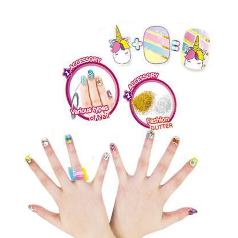 Kids Unicorn Nail Polish Set With Ring For Girls