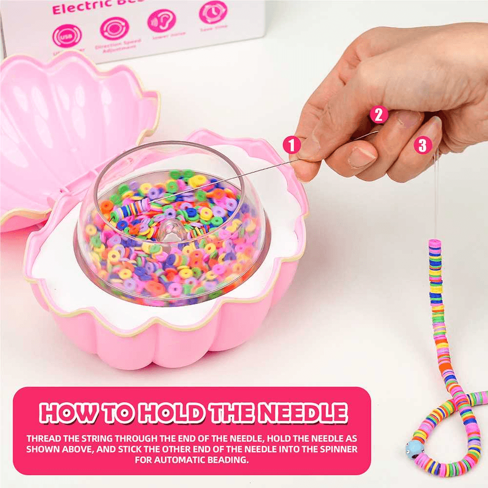 Shell Electric Bead Spinner Tools, 3 in 1 Pink kids toy with delivery in Kuwait