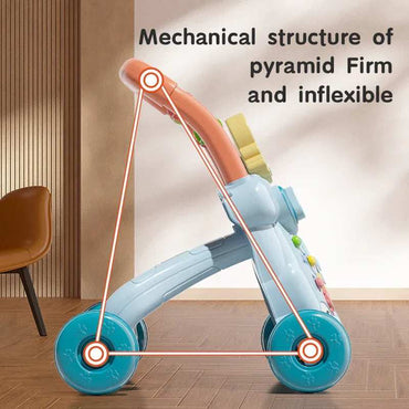 Lion Trolley Baby Walker with Music - Blue product details in Kuwait