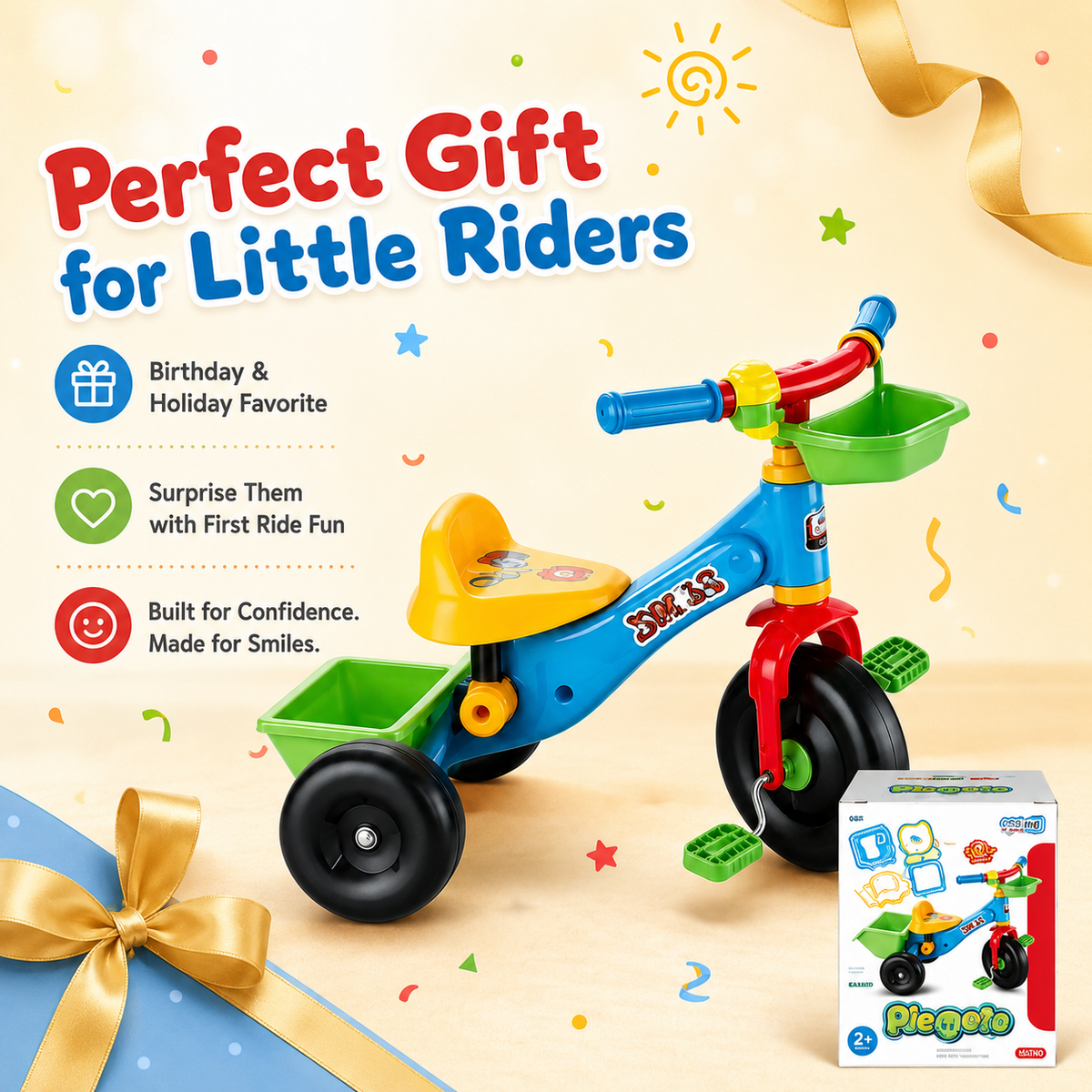 Toddler Balance Bike & Tricycle with Storage Basket – Ride-On Toy