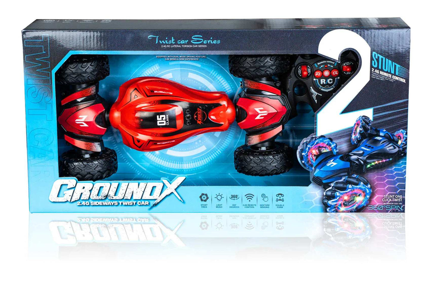 2.4G Ground X Remote Control Car With Light And Music - Red gift toy for kids in Kuwait