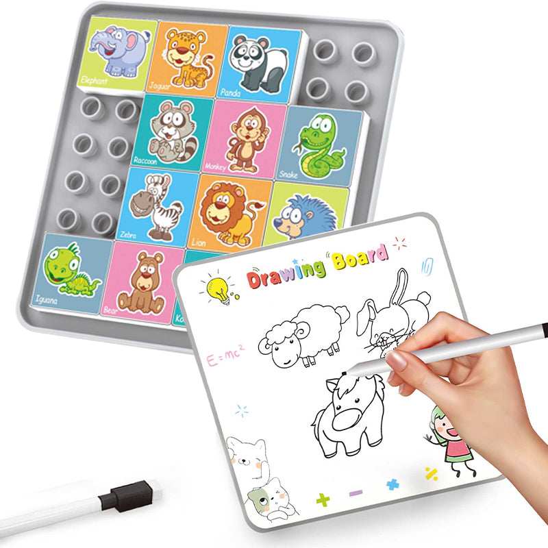 2-in-1 Drawing and Building Block Animal Puzzle for Kids kids gift toy in Kuwait