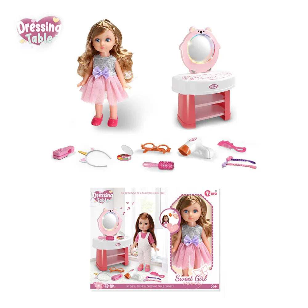 Vdora Sweet Girl Fashion Doll with Dressing Table gift toy for kids in Kuwait