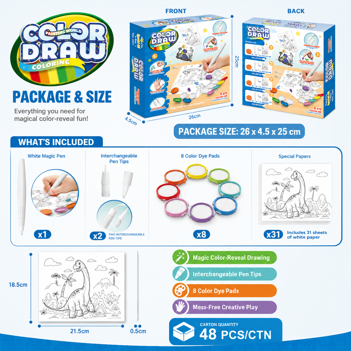 Non-Toxic Mess-Free Magic Painting Kit (8 Colors) – Coloring Toy for Kids