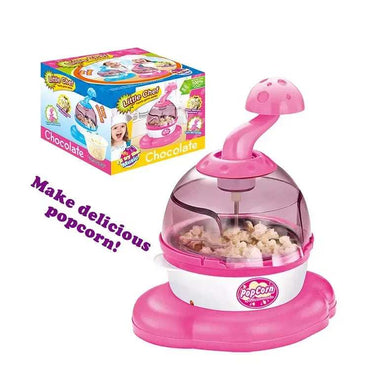 Close-up of pink kids popcorn maker with transparent lid