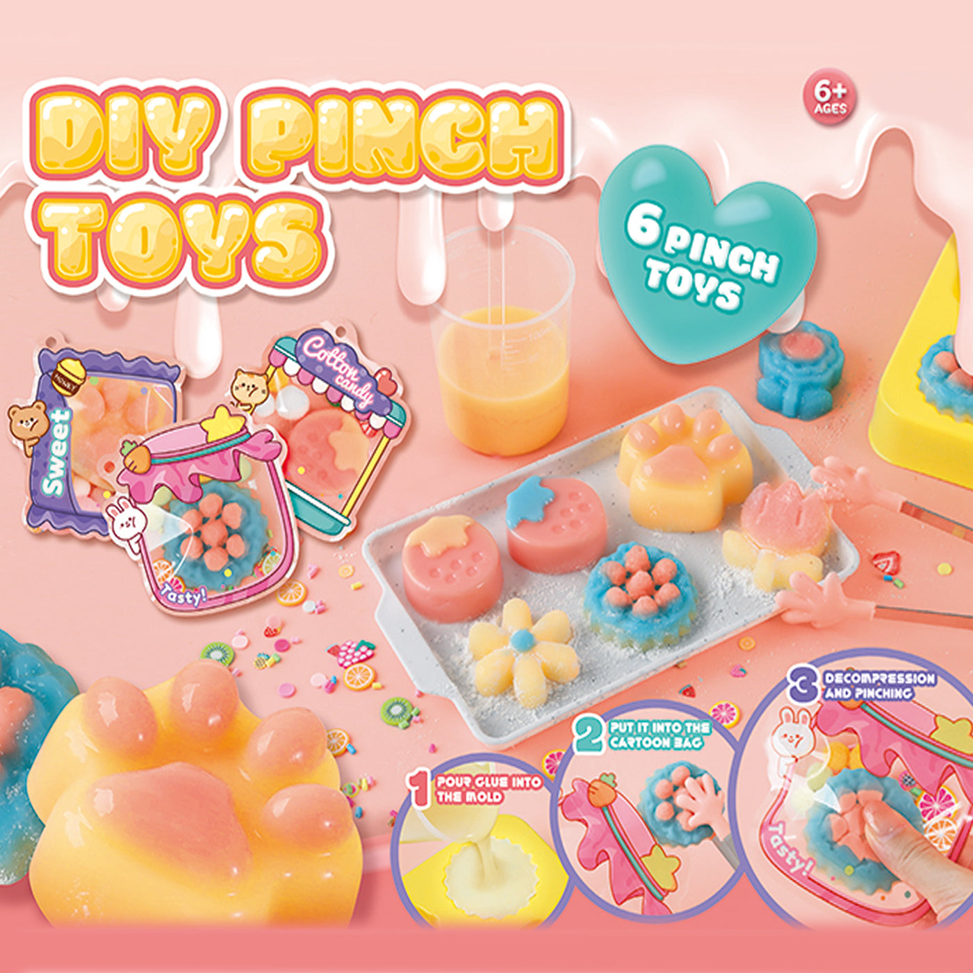 Diy Pinch Toys 6 Packs Rubber Making Squishy Tools Toy