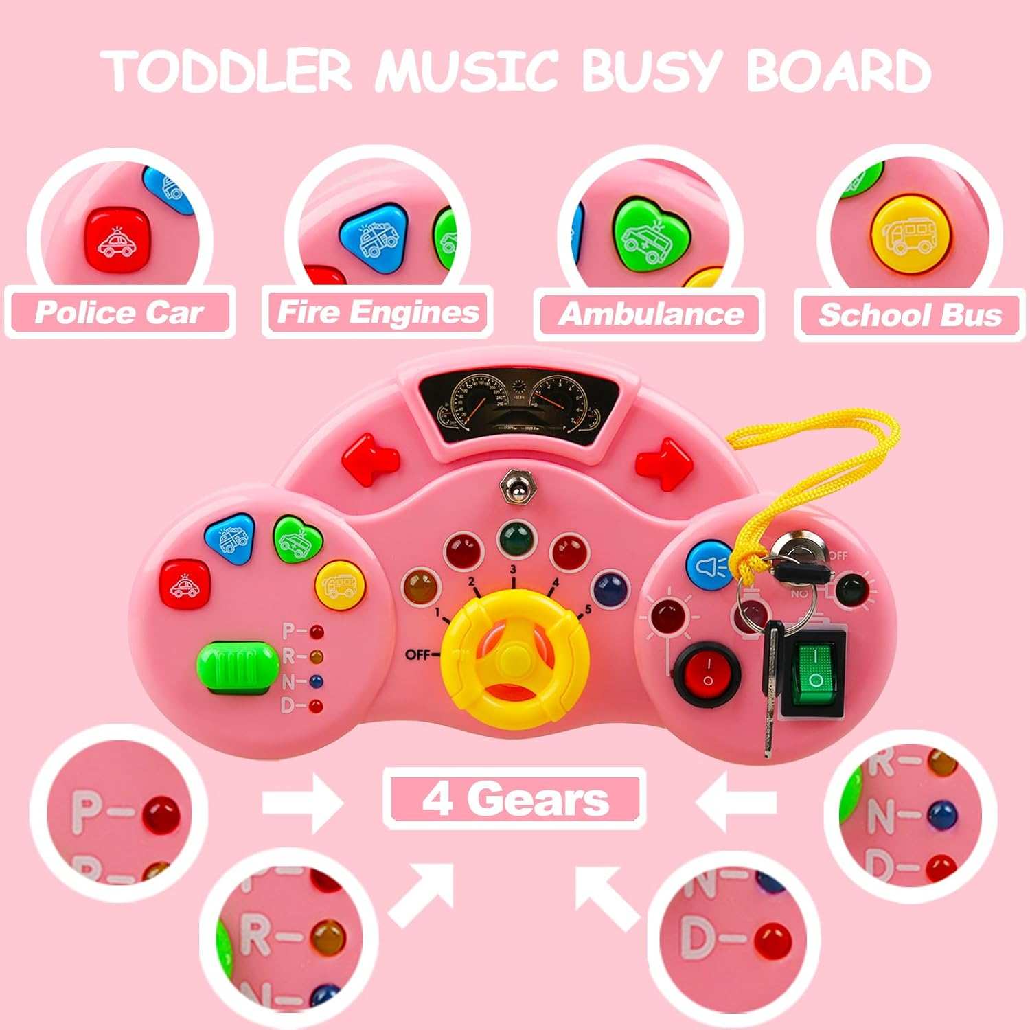 Pink Montessori Baby Activity Toy with Sounds & Lights – Early Learning Toy in Kuwait