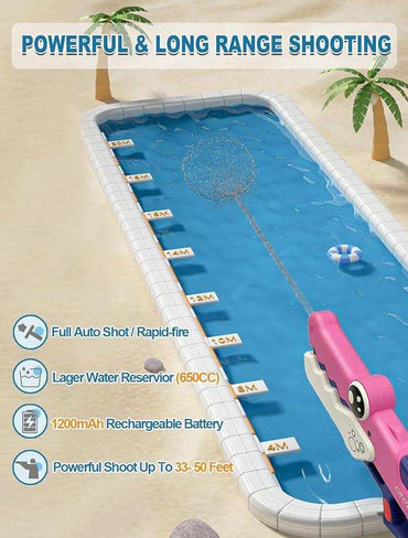 Electric Water Gun Large Size - Pink product details for kids in Kuwait