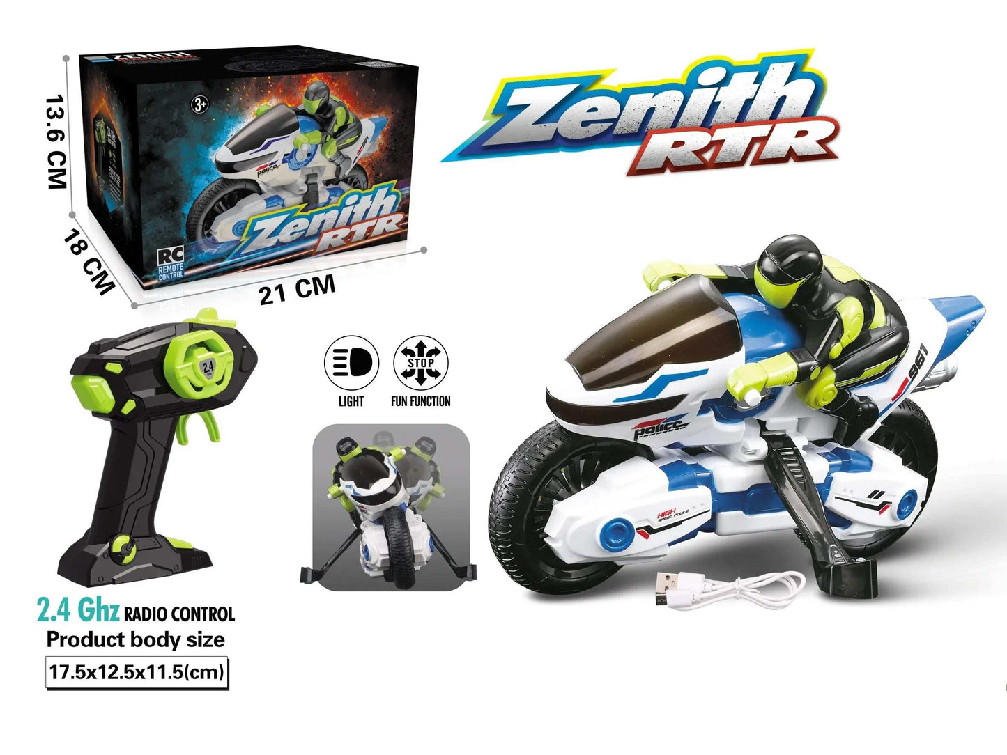 RC drift motorcycle with remote control packaging