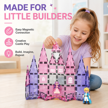 66-Piece Magnetic Tiles Princess Castle Building Blocks STEM Toy