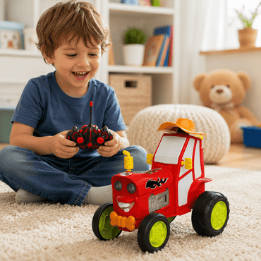 Remote Control Stunt Tractor Car with Headlights & Music – Red-2