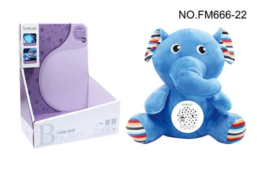 Musical elephant sleep toy close-up showing light and music controls