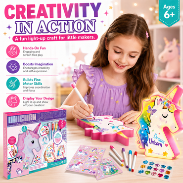 Paint Your Own Unicorn Lamp Kit – DIY Art Craft Toy for Kids