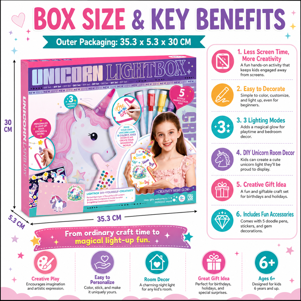 Paint Your Own Unicorn Lamp Kit – DIY Art Craft Toy for Kids