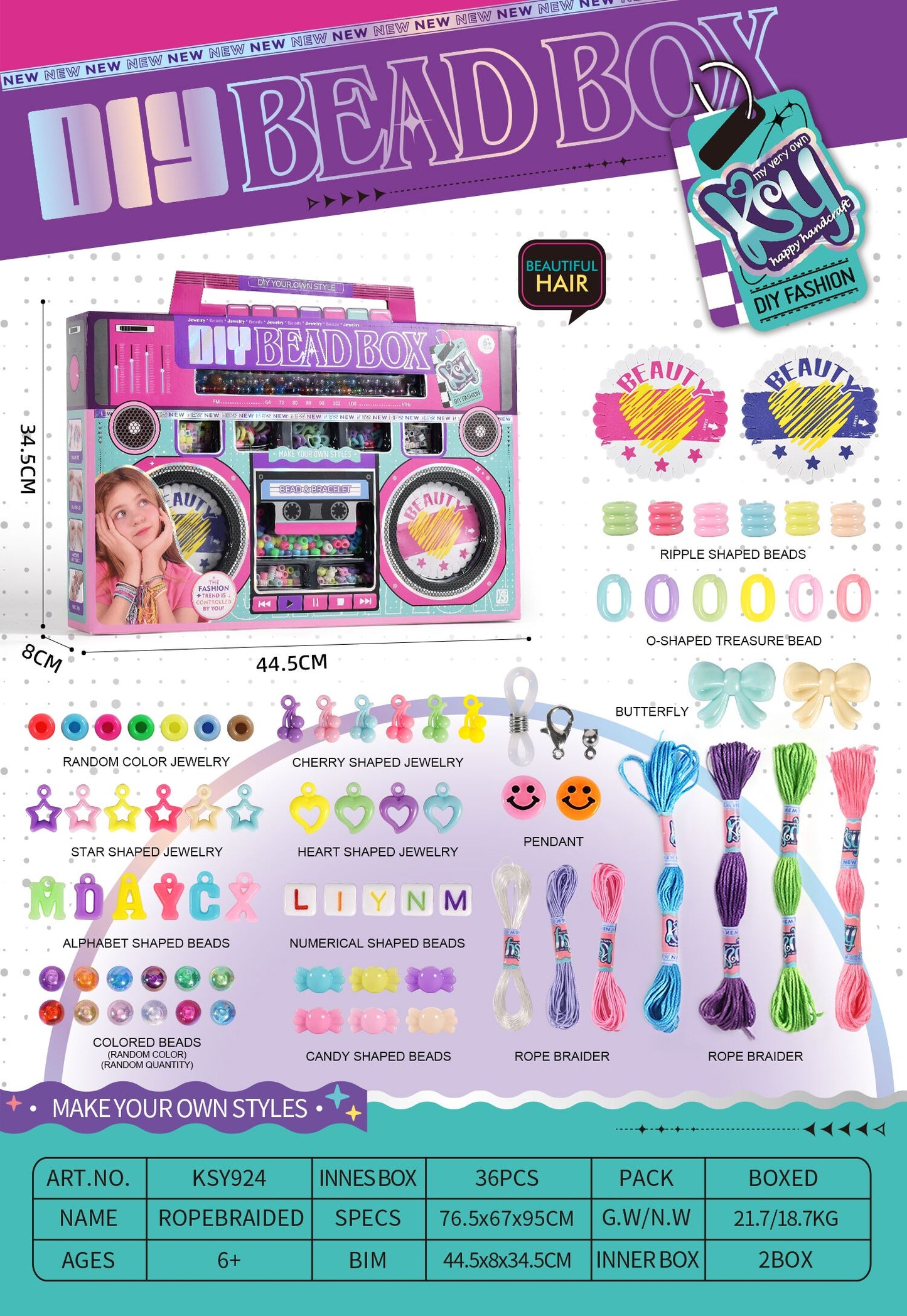 Diy Bead Box Bracelet Set For Kids