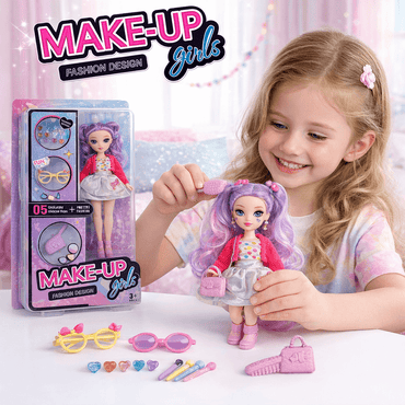 10-Inch Fashion Doll with Makeup Set for Girls 3+ product details in Kuwait