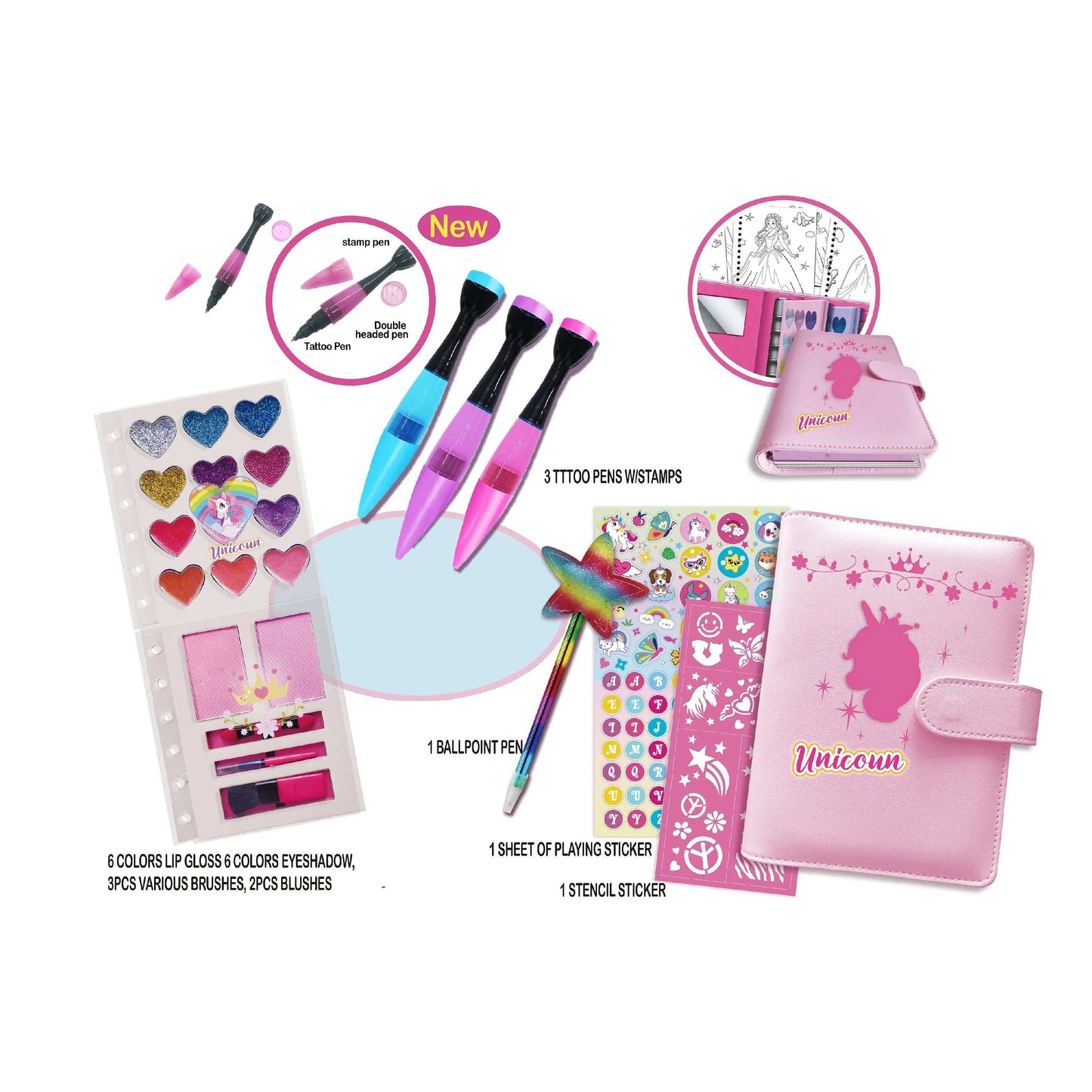 Multi function Journal with DIY Makeup & Tatoo Art Suite product details for kids in Kuwait