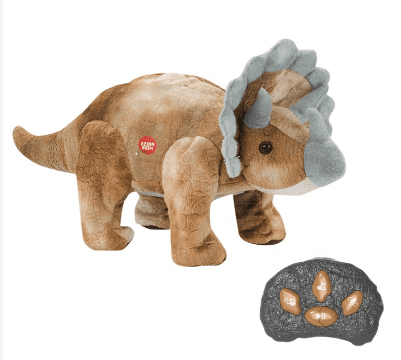 Fur Star Roaring or Singing Adorable Plush Animal RC Dinosaur - Brown