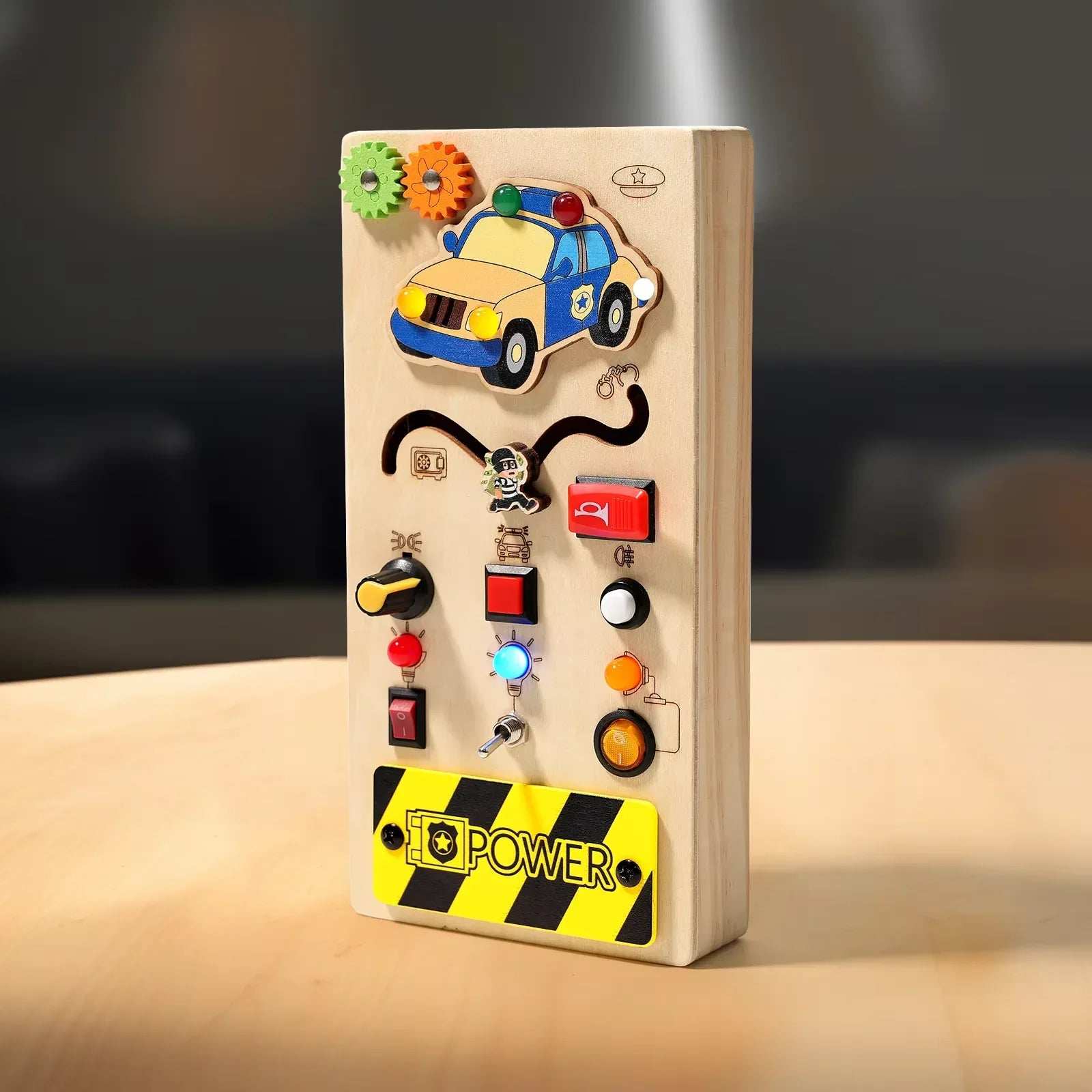 Montessori Wooden Control Board with Electronic Switch for kids in Kuwait