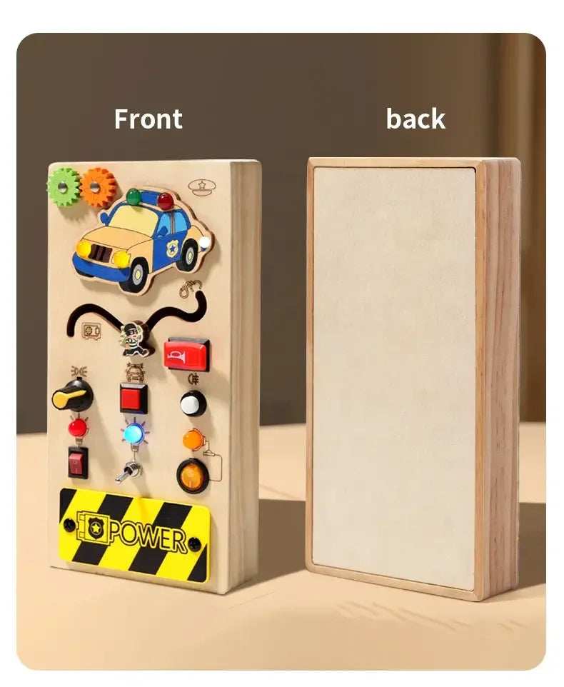 Montessori Wooden Control Board with Electronic Switch playtime toy for children in Kuwait