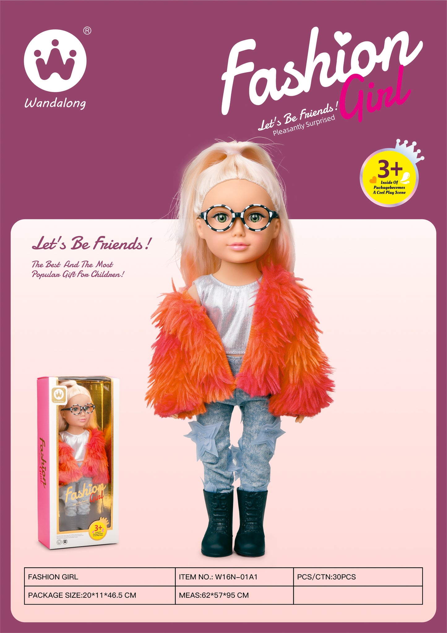 Wandalong Lets Be Friend Doll For Kids 16 Inch