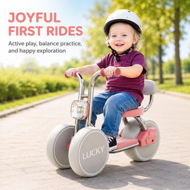 3-Wheel Toddler Balance Bike / Seated Scooter with Lights & Music (Pink)