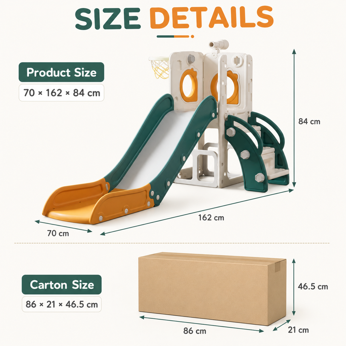 6-in-1 Toddler Slide Playset with Basketball Hoop – Indoor Outdoor Toy