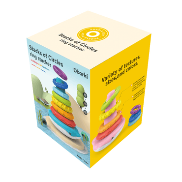 Rainbow Stacking Rings Sensory Montessori Toy product details for kids in Kuwait