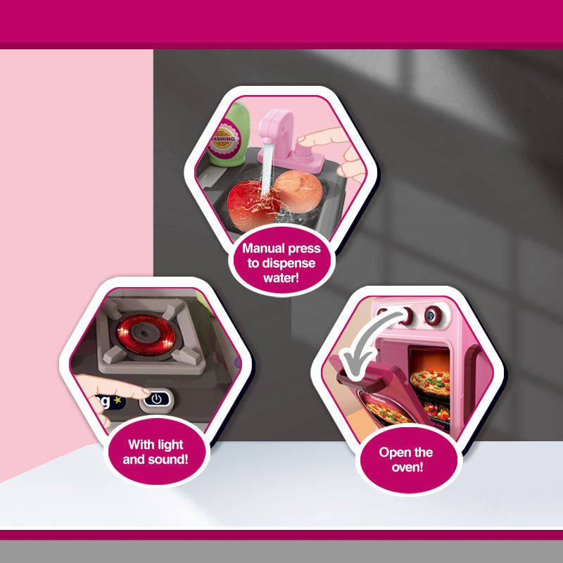 Kitchen Set with Light and Sound Complete Cooking Experience for Kids-53pcs Pink - #toys for girls Kuwait# - #toys for girls 5 years old Kuwait# - #toys for girls 6 years old Kuwait# - #toys for girls 7 years old Kuwait#