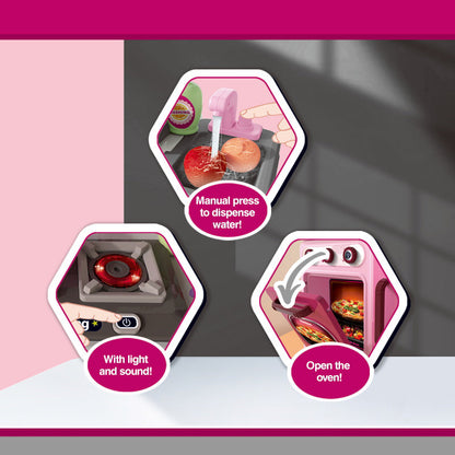 Kitchen Set with Light and Sound Complete Cooking Experience for Kids-53pcs Pink - #toys for girls Kuwait# - #toys for girls 5 years old Kuwait# - #toys for girls 6 years old Kuwait# - #toys for girls 7 years old Kuwait#