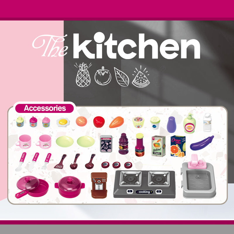 Kitchen Set with Light and Sound Complete Cooking Experience for Kids-53pcs Pink - #toys for girls Kuwait# - #toys for girls 5 years old Kuwait# - #toys for girls 6 years old Kuwait# - #toys for girls 7 years old Kuwait#