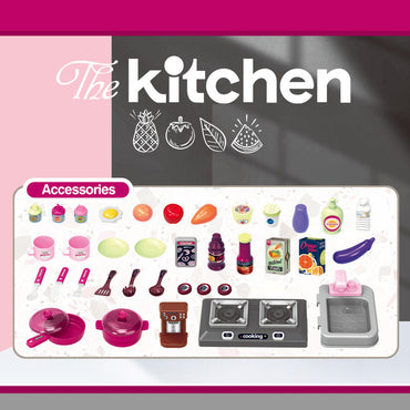 Kitchen Set with Light and Sound Complete Cooking Experience for Kids-53pcs Pink - #toys for girls Kuwait# - #toys for girls 5 years old Kuwait# - #toys for girls 6 years old Kuwait# - #toys for girls 7 years old Kuwait#