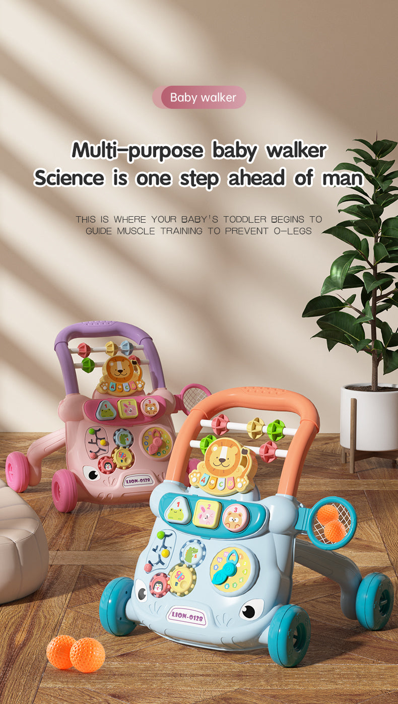 Lion Trolley Baby Walker with Music - Pink