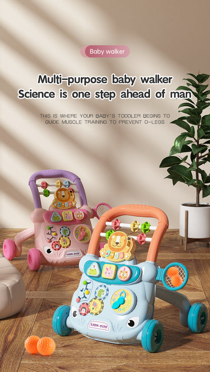 Lion Trolley Baby Walker with Music - Pink