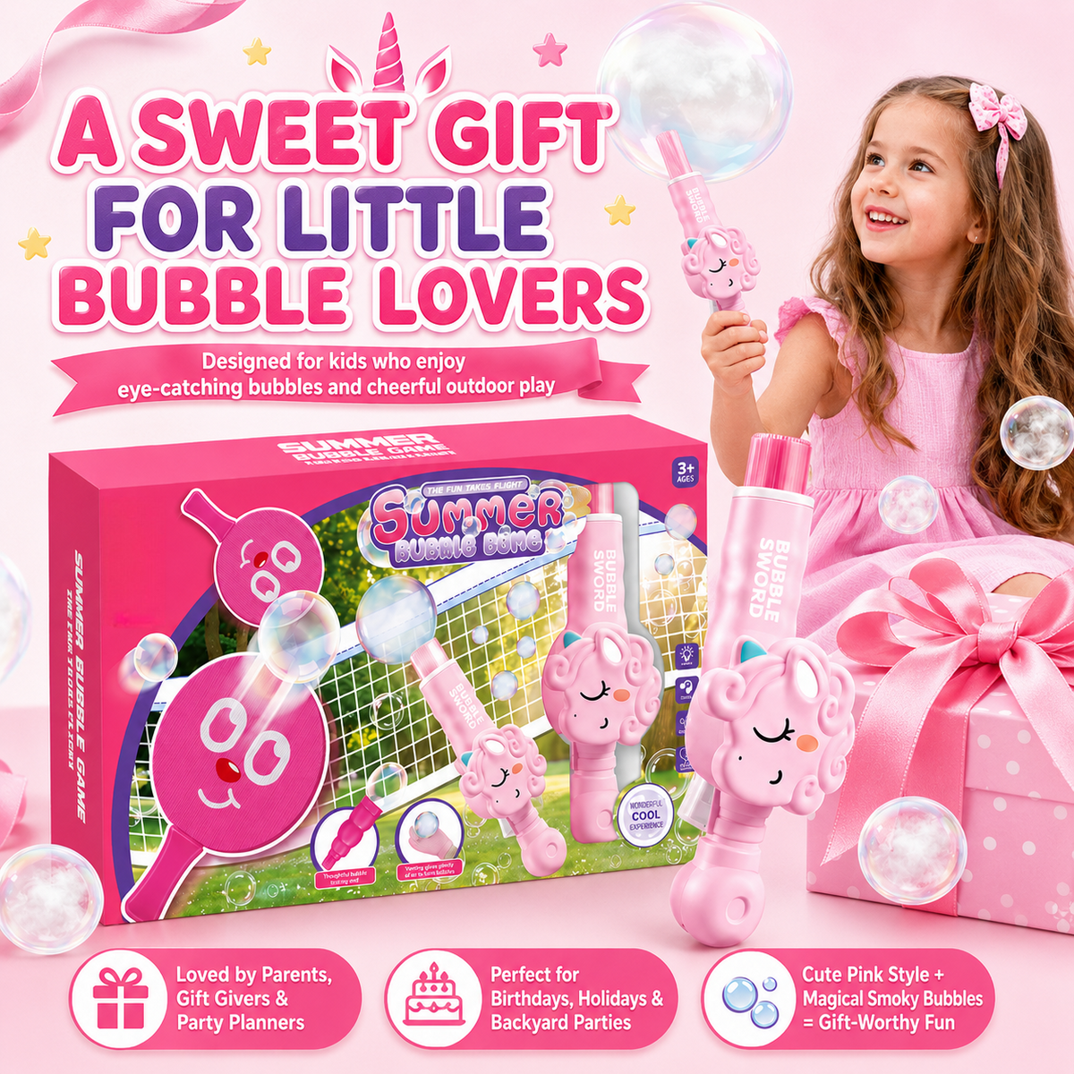 Unicorn Smoke Bubble Machine with Lights & Sound – Bubble Toy for Kids