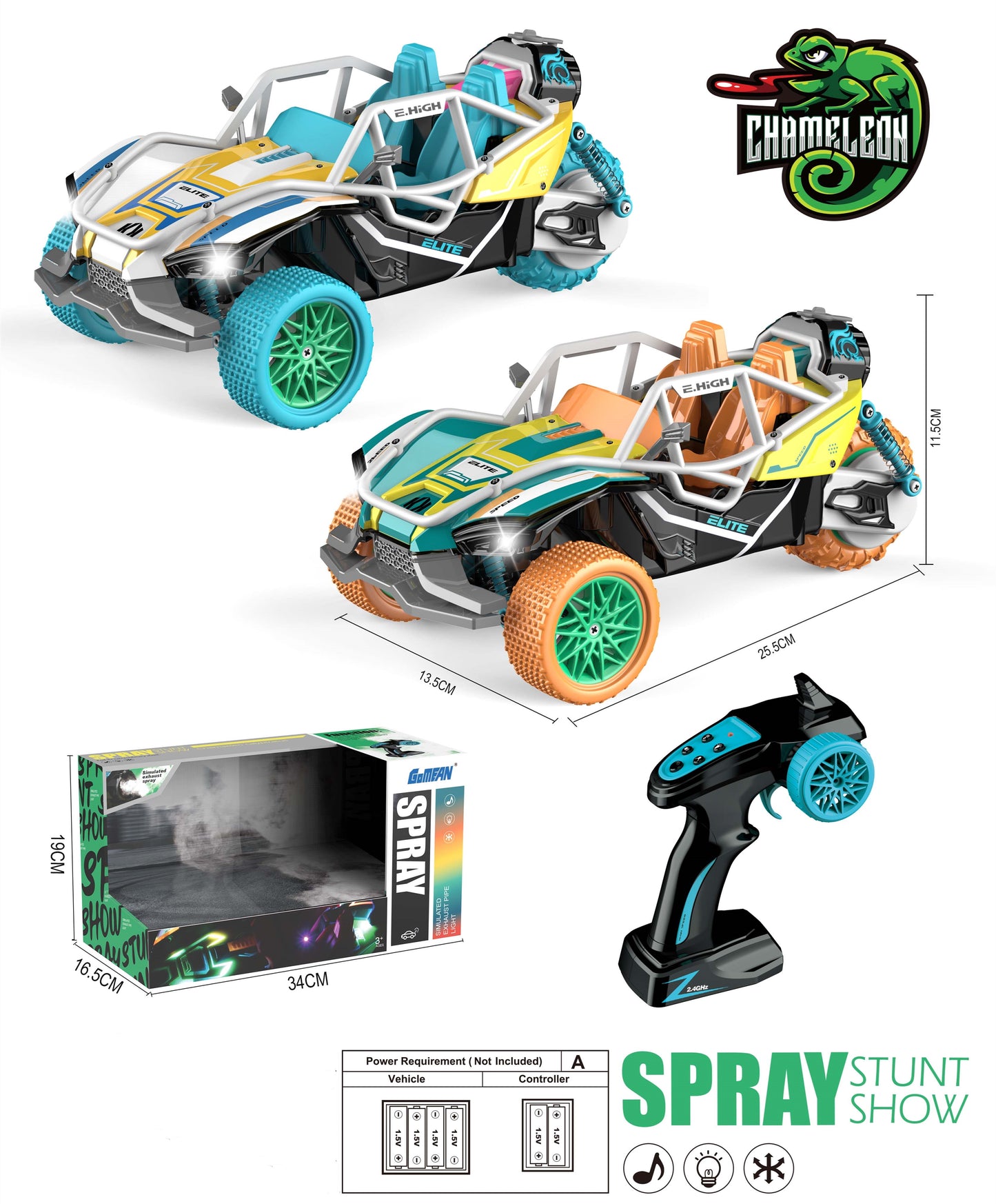 RC Spray Car With Light And Music - Orange