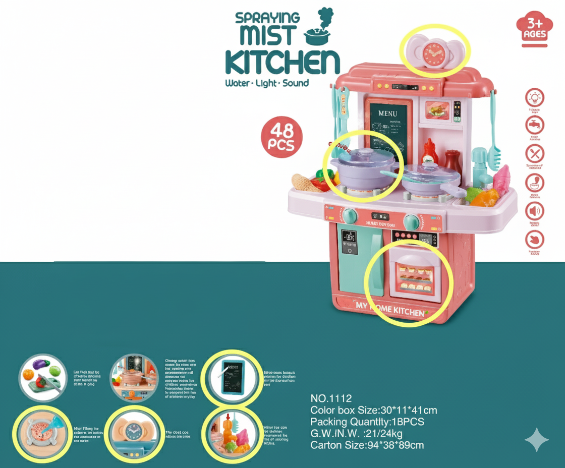 Kitchen Play Set 2 in 1 For Kids - Pink