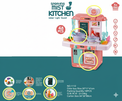 Kitchen Play Set 2 in 1 For Kids - Pink