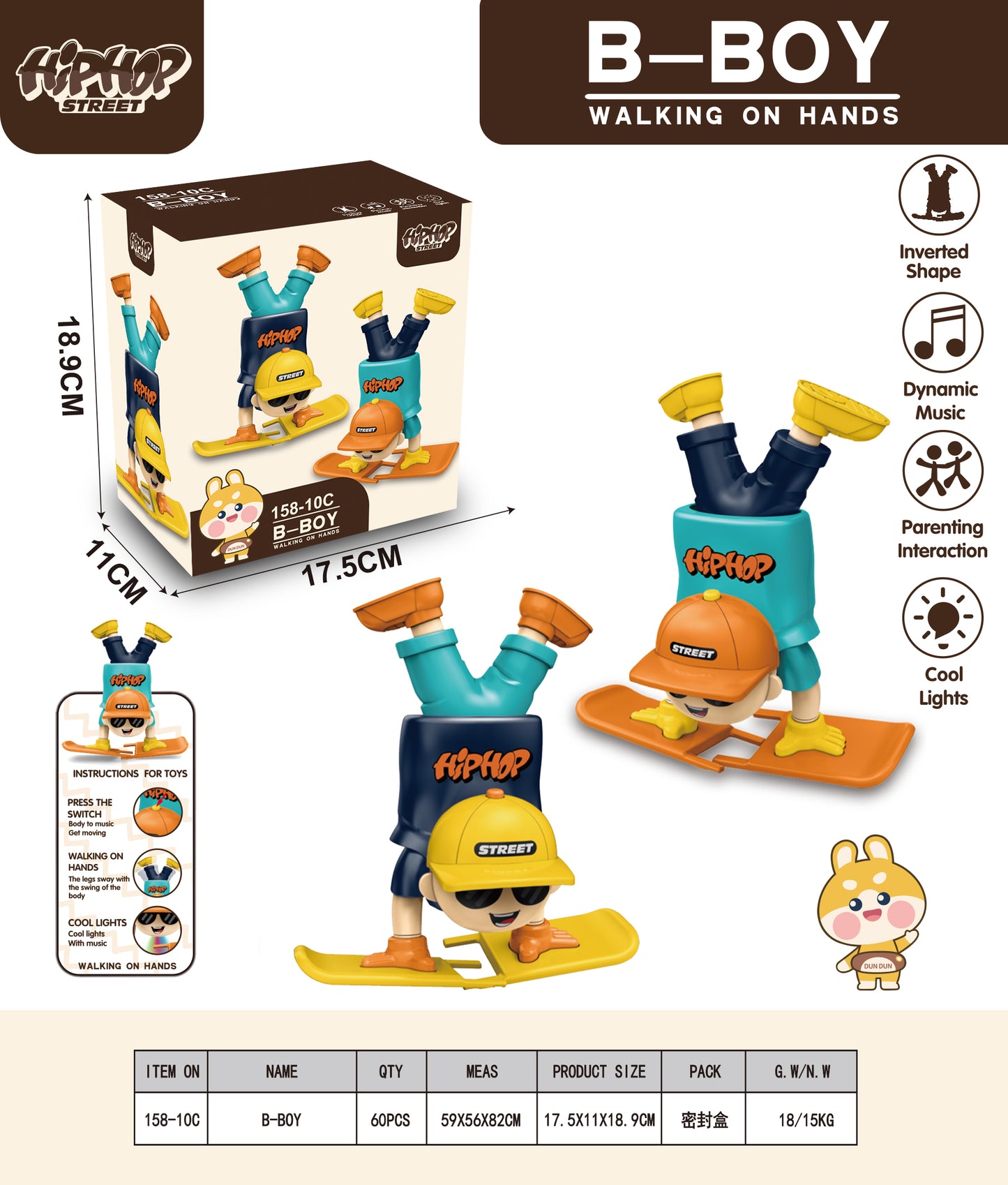 Hib Hob Boy Walking on Hand Toy - Multicolor