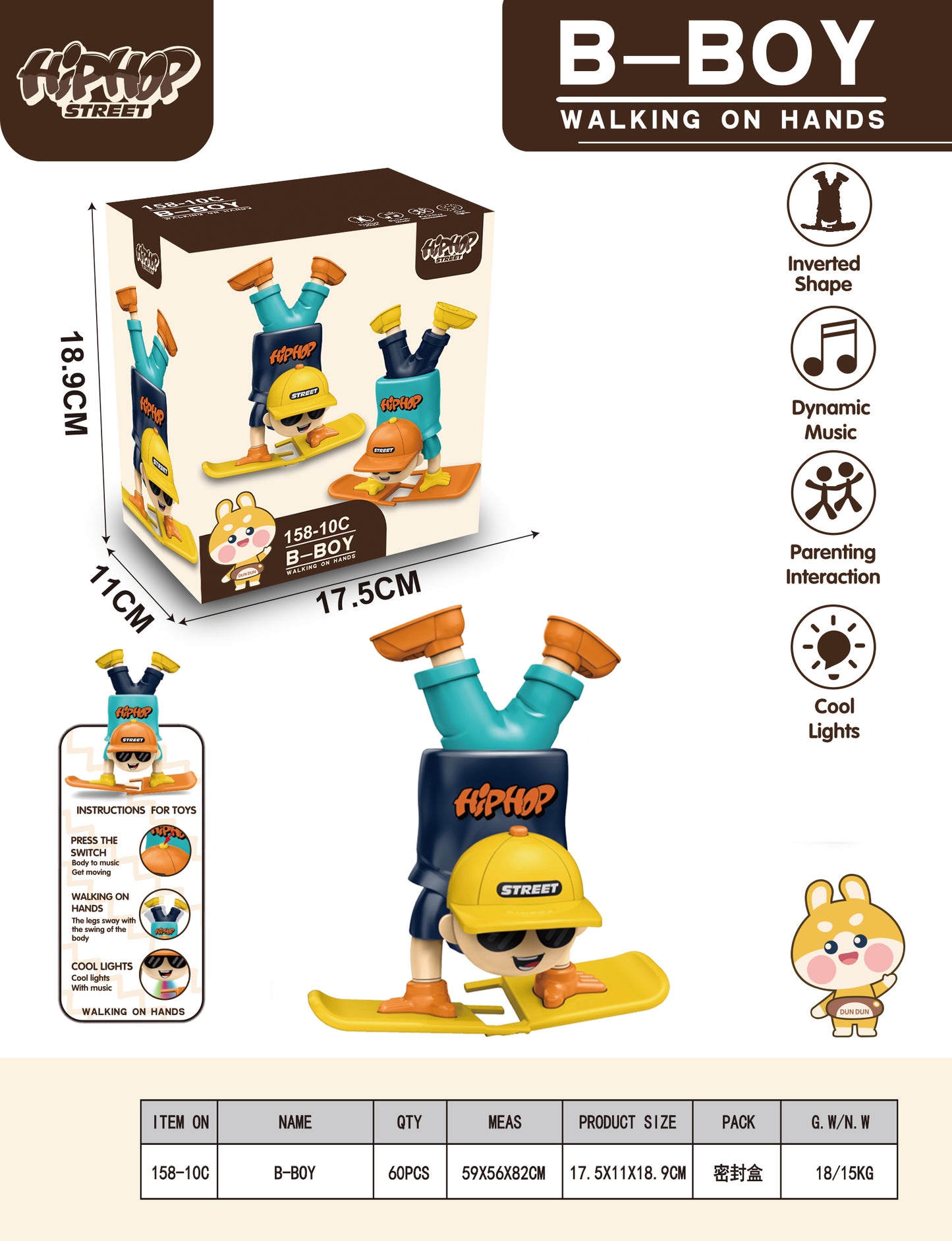 Hib Hob Boy Walking on Hand Toy - Multicolor