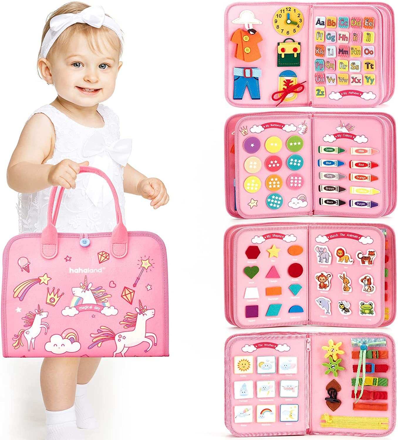 Educational Kit Bag for Kids Pink Busy Board Learning Toy Set Preschool gift toy in Kuwait