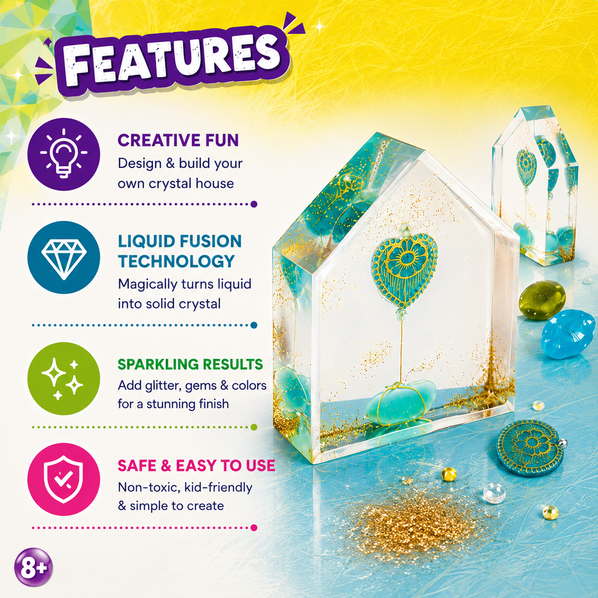Finished decorated crystal house figurine