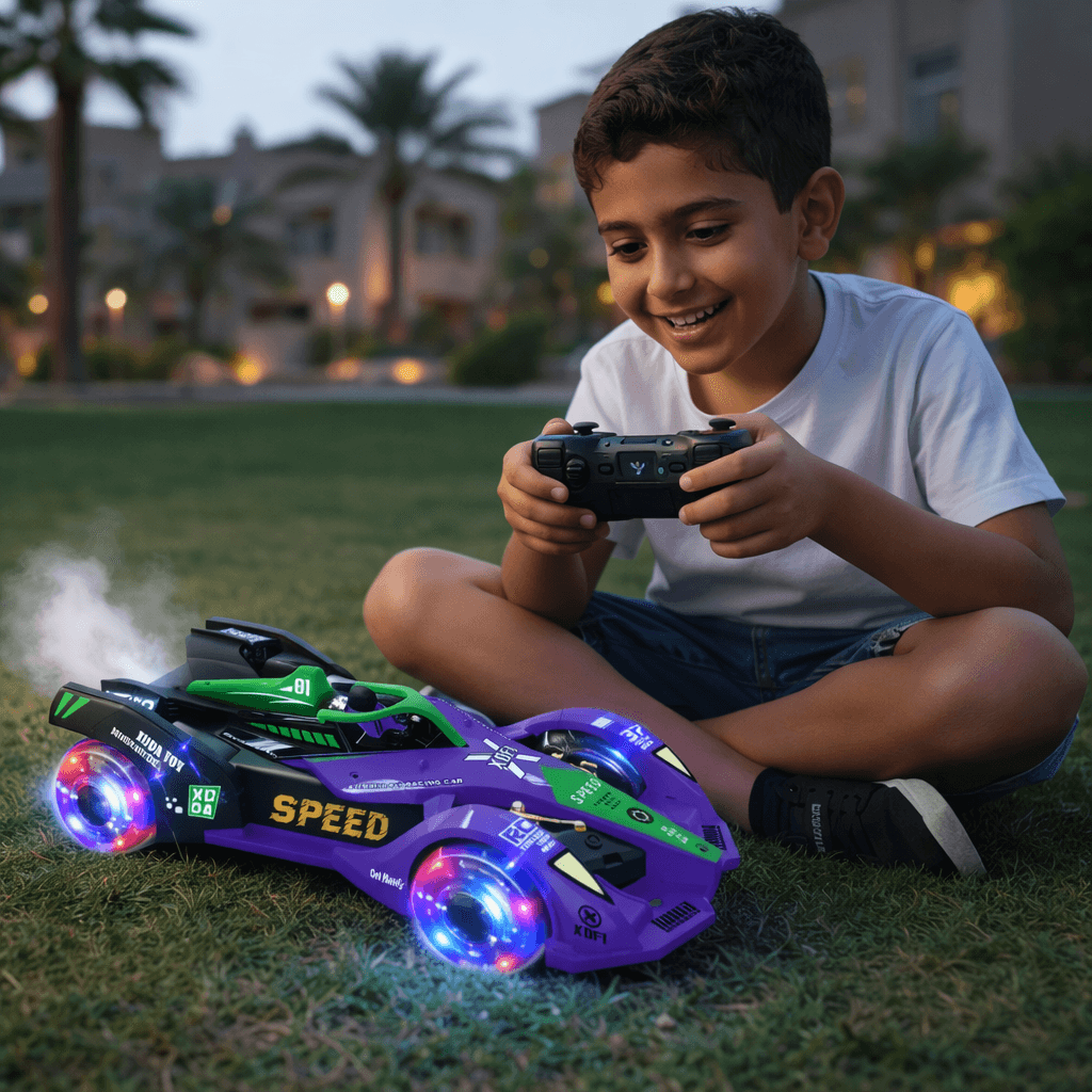 2.4G RC F1 Racing Car for Kids with Lights, Music, Spray & Stunts – Purple in Kuwait