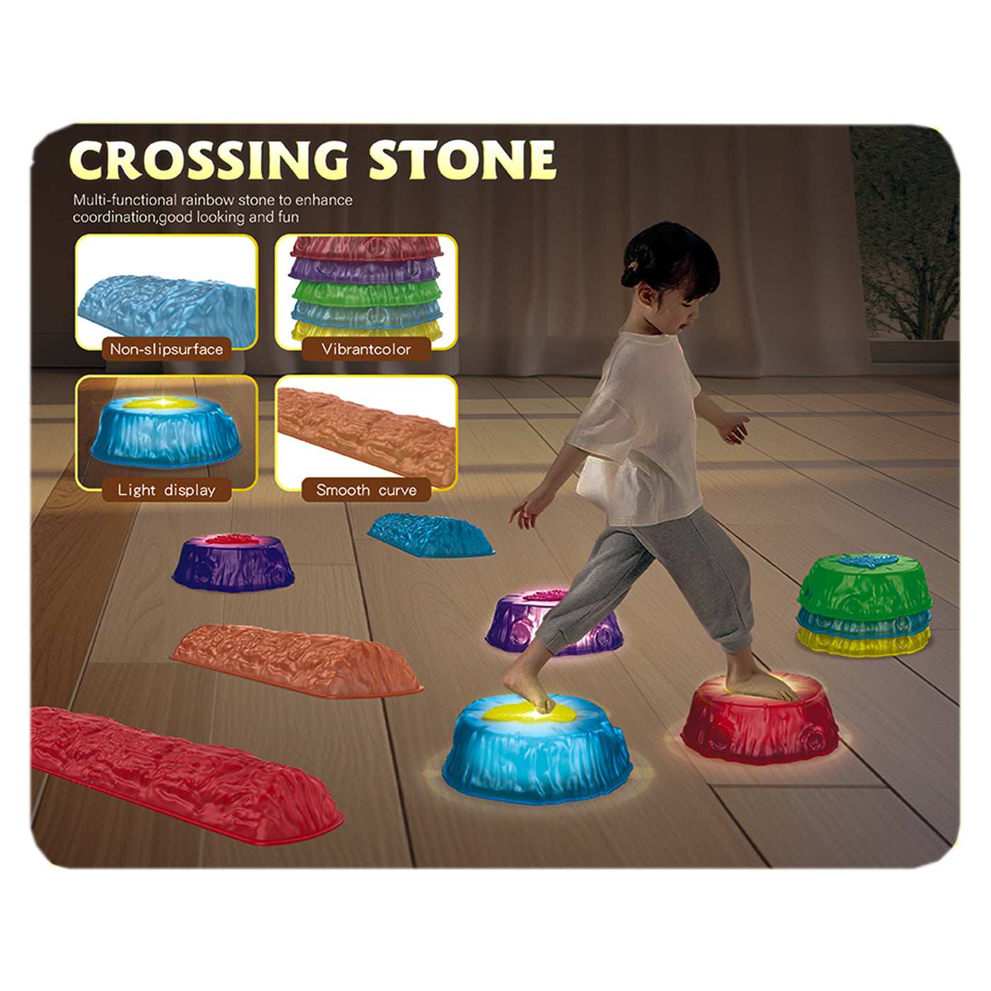 Crossing Stone 8pcs with LED Lights Toy For Kids gift toy in Kuwait