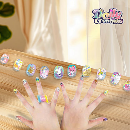 Kids Unicorn Nail Polish Set With Ring For Girls