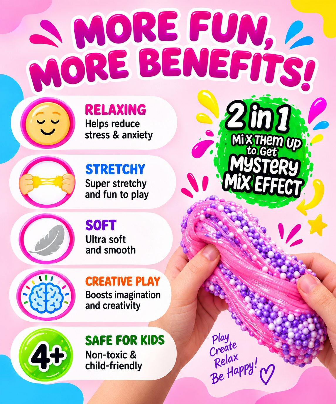 Child stretching and playing with scented putty