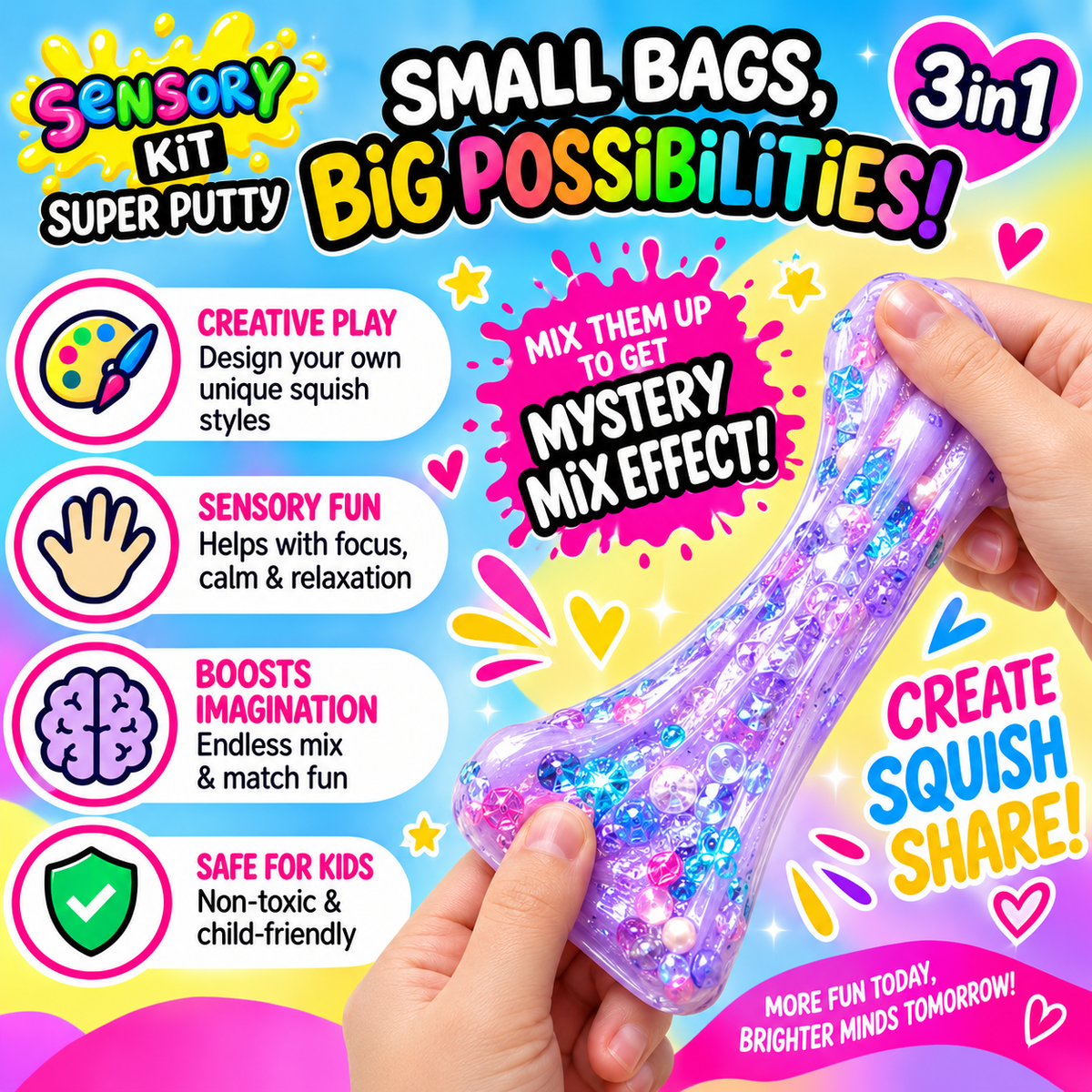 Child mixing and creating different squish varieties