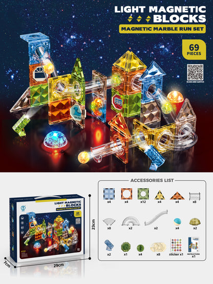 Fun Magnetic Blocks Set - 69 Pieces