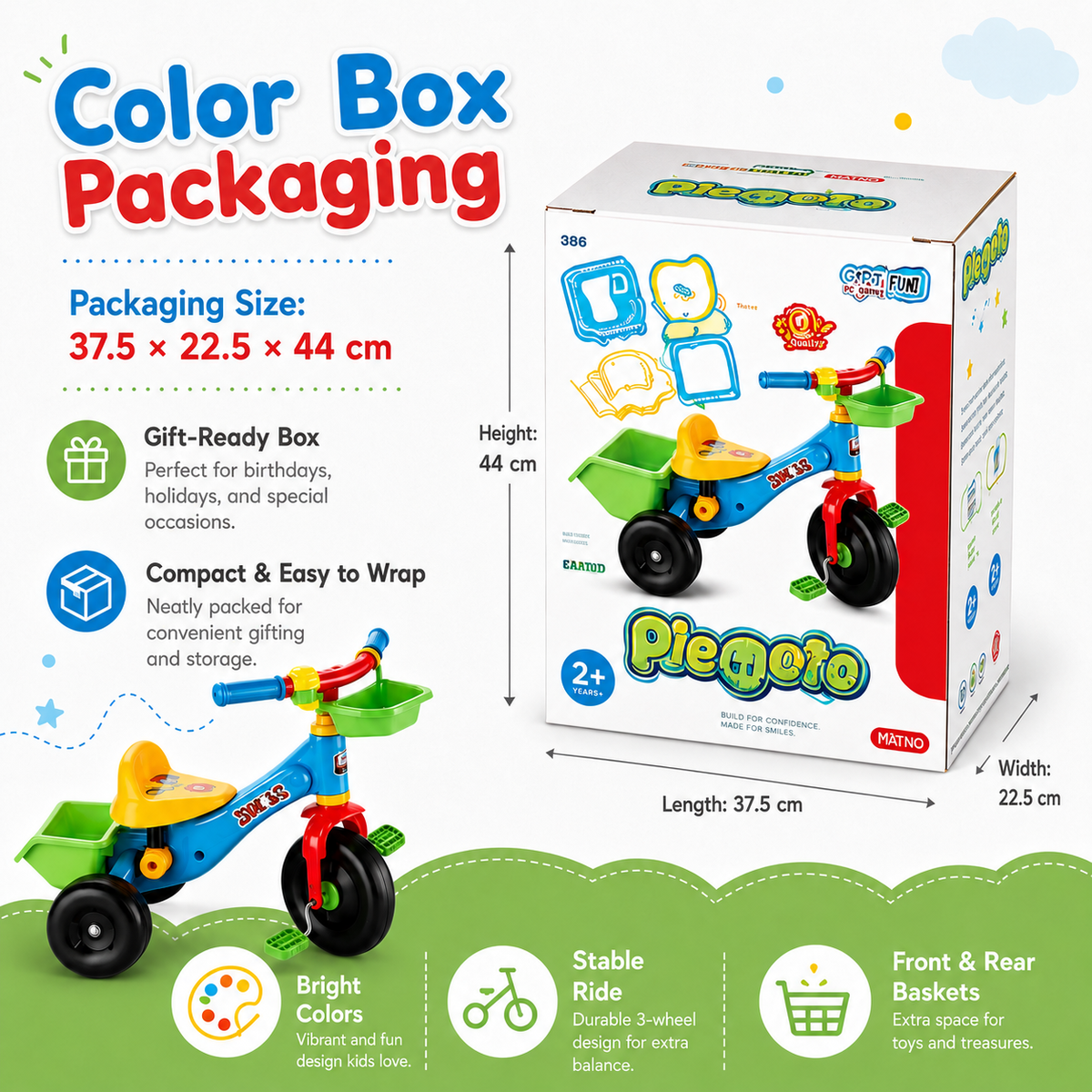 Toddler Balance Bike & Tricycle with Storage Basket – Ride-On Toy